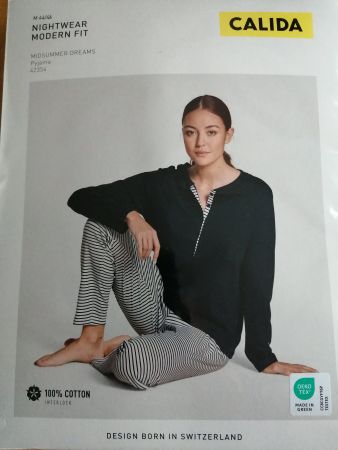 Calida Pyjama Gr. M/44/46<, gestreift, Baumwolle, neu