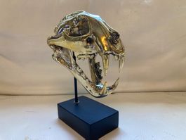 Leopardschädel polierte Bronze