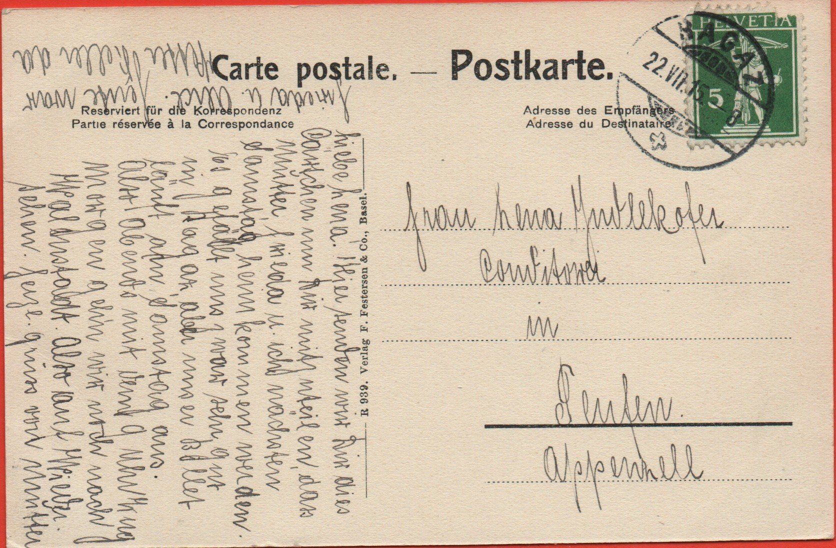 Cartoline postali: RAGAZ vom Wartenstein gesehen – Usato da Jona venduto da philajona 1