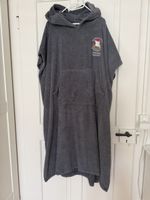 Frotté Poncho Grau mit Stickerei gute Zustand