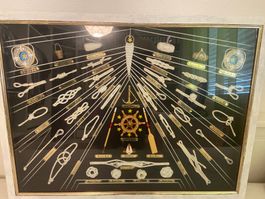 Maritimes Knoten-Schaubild im Rahmen - Top Zustand!