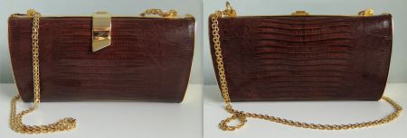 Pochette vintage marron en lézard