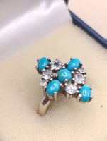 Vintage 925er Silber Ring Aquamarin Edelsteine Natur Türkise
