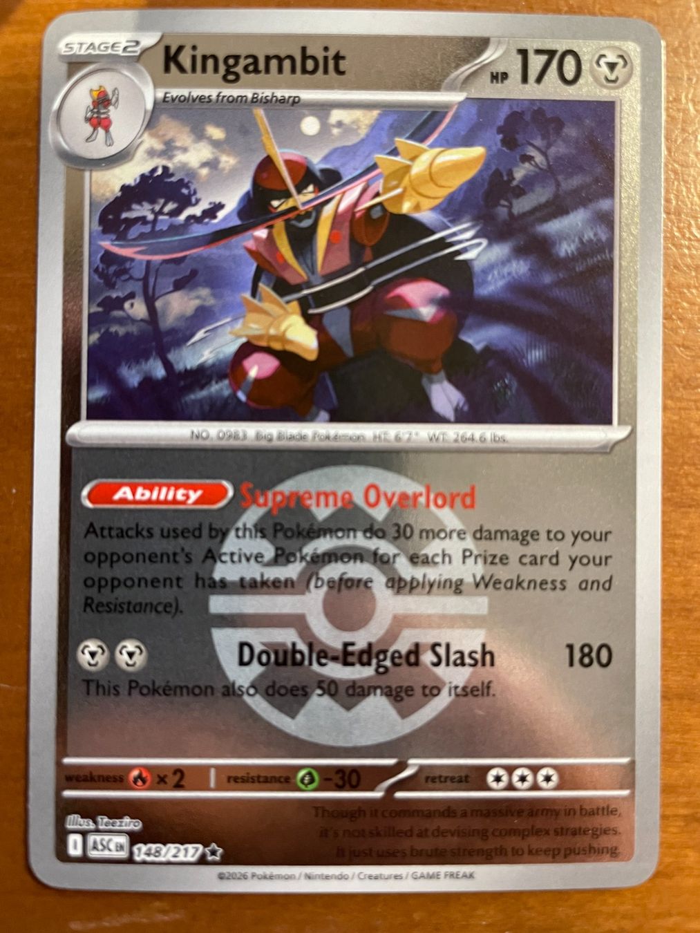 Pokémon Carte collezionabili: Pokemon Kingambit Reverse (Versand gratis) – Nuovo (secondo la descrizione) da Chur venduto da Angerson