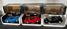 Lot de 3 miniatures Bugatti EB 110, 1991 1:18