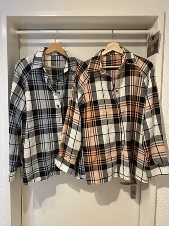 Karierte Oversize Blusen im Herbst Look, Gr. L, Top! (51)