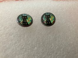 Schöne Edelstahl 316 Ohrstecker, Blumen/Katzenmuster, neu