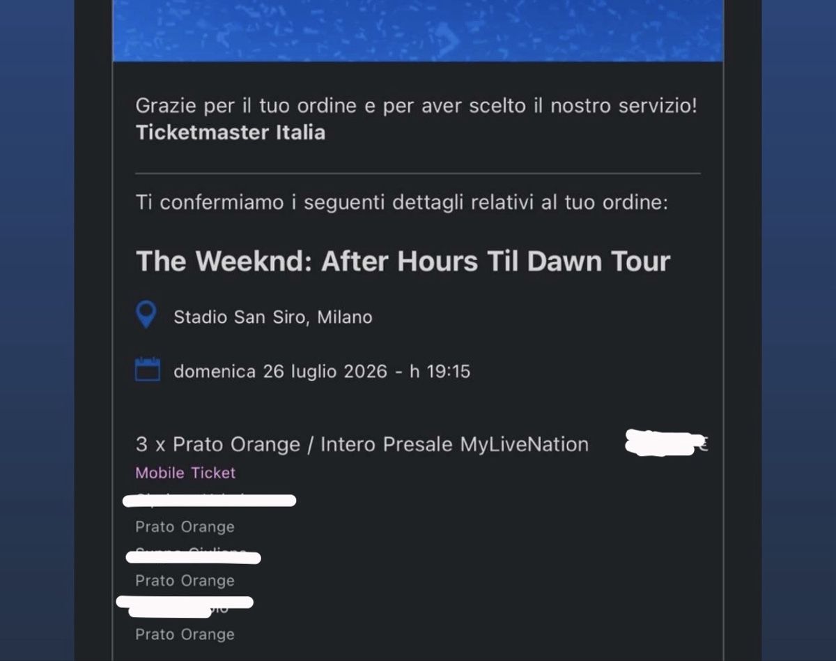 Biglietti: The Weeknd Milano Ticket, 26.Juli 2026 – Nuovo e nell'imballaggio originale da St. Margarethen TG venduto da compass.island 1