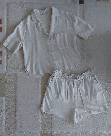 Stradivarius Set - Bluse & Shorts - Viskose/Leinen Gr L
