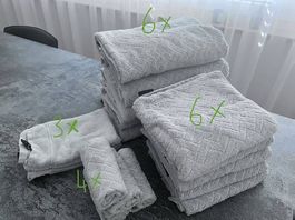 PFISTER SET 19-tlg.Handtücher Badetücher grau 100% Baumwolle