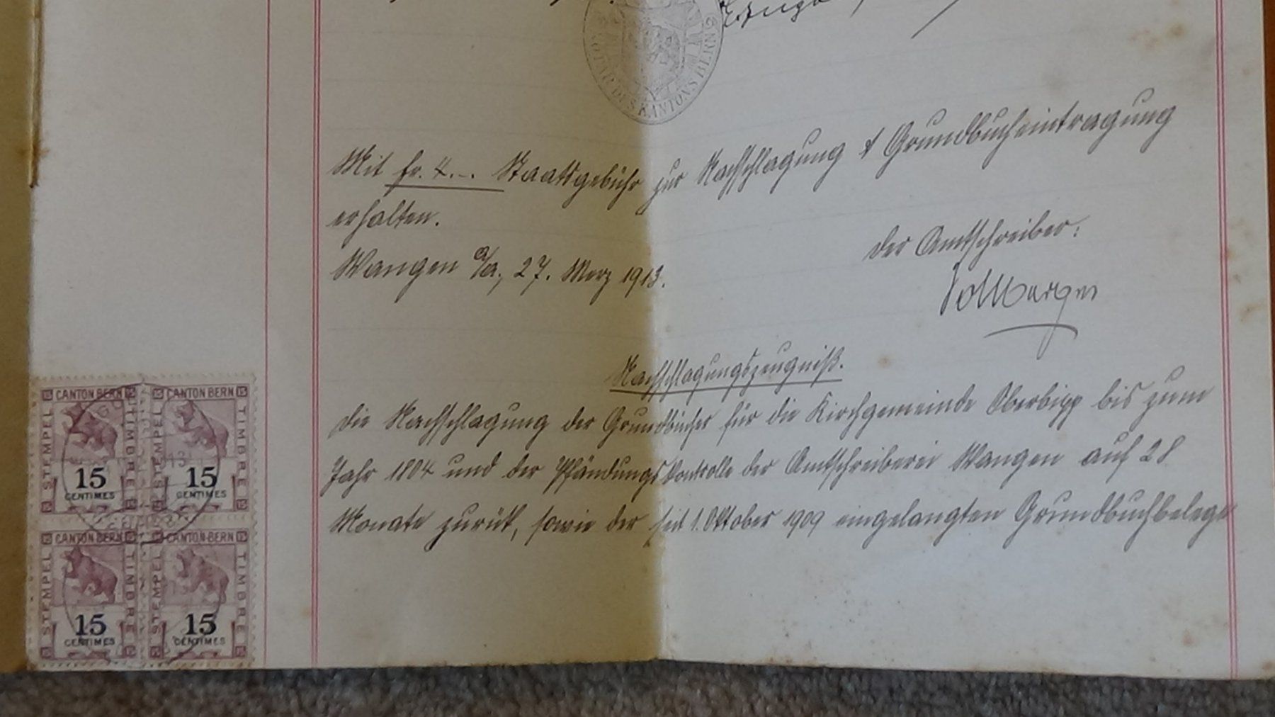 Dokumente: Antiker Kaufvertrag Rumisberg1913 – Gebraucht aus Wiedlisbach von Bobesch10 4
