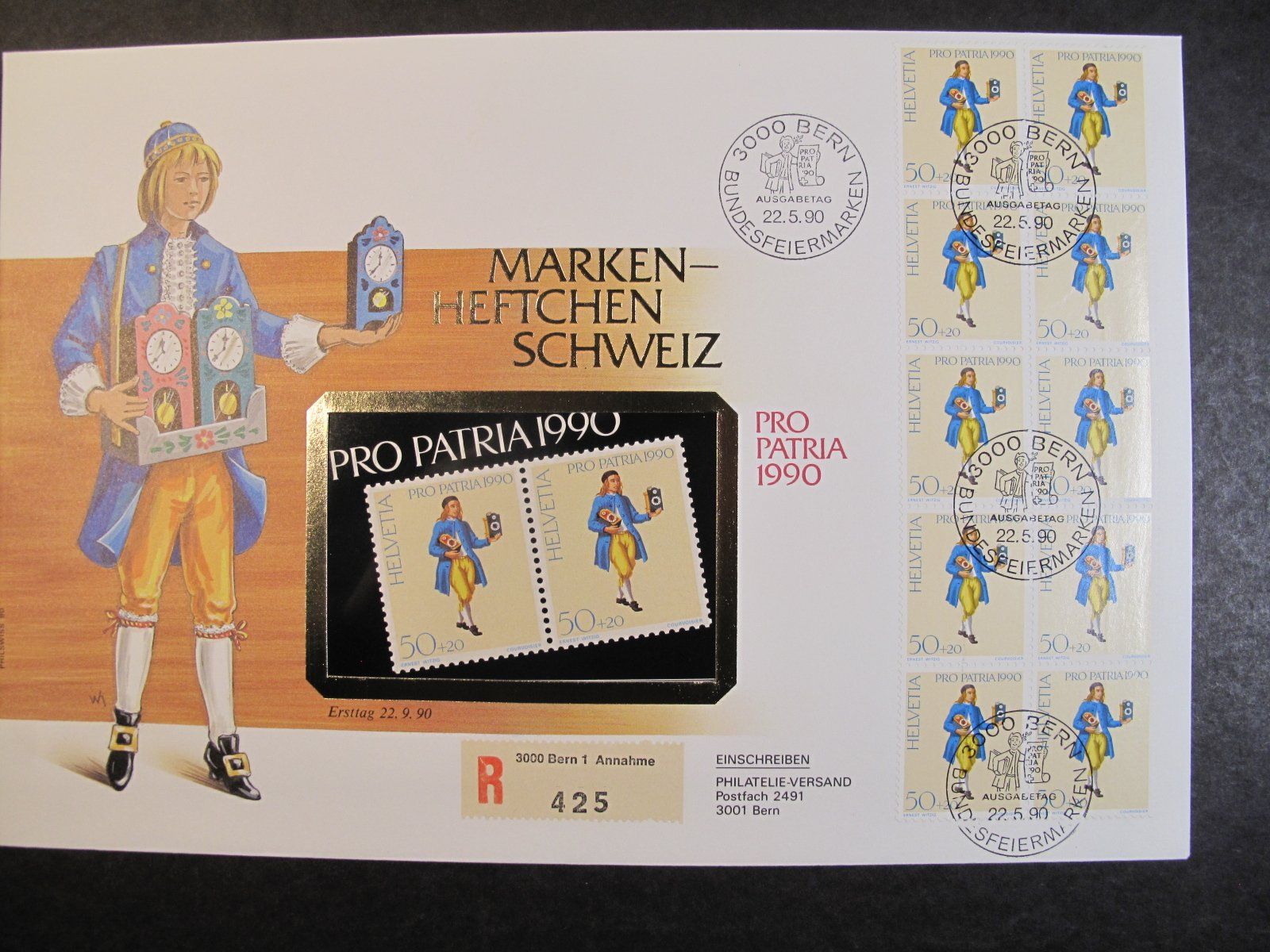 Tutti i francobolli: PP FDC 1990 Uhrenhändler Markenheft ET C5 – Usato da Wil SG venduto da fva01