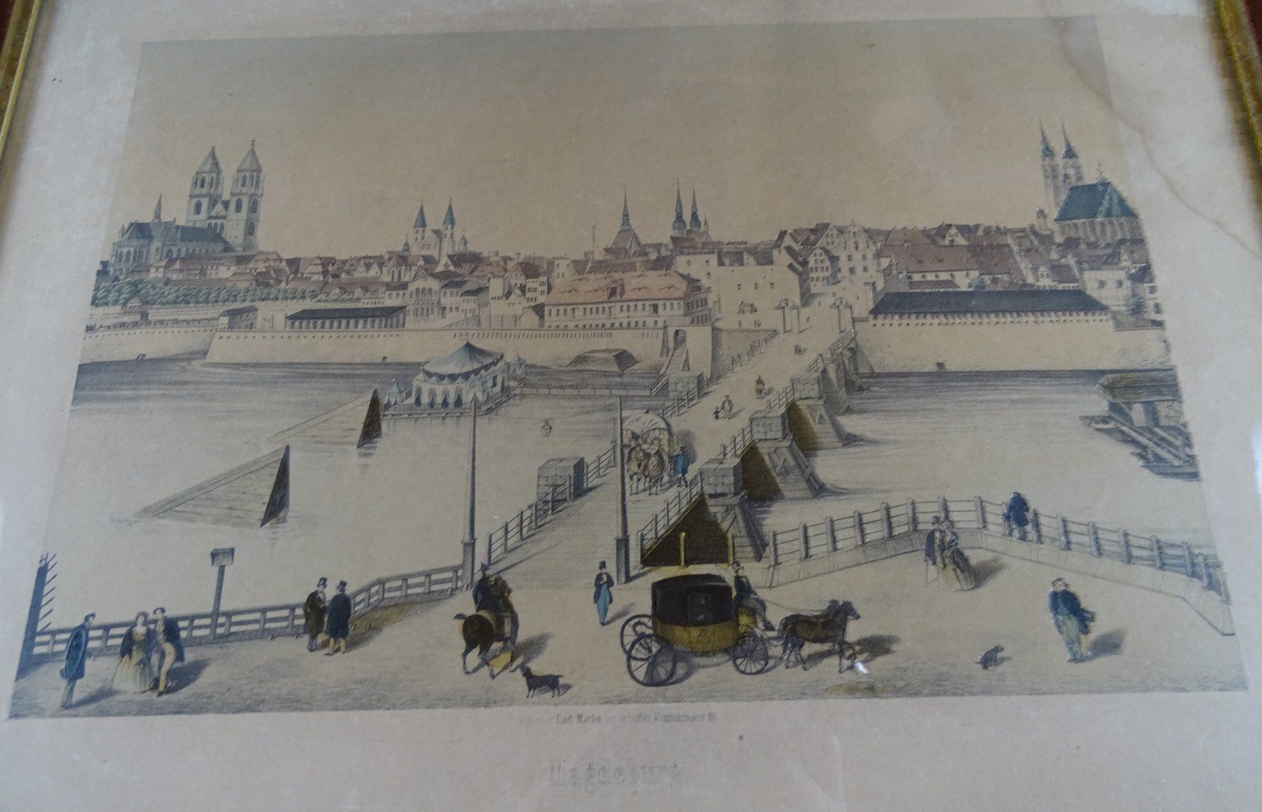 Incisioni: MAGDEBURG, LITHOGRAPHIE UM 1850 – Usato da Grüningen venduto da Kartensammler 1