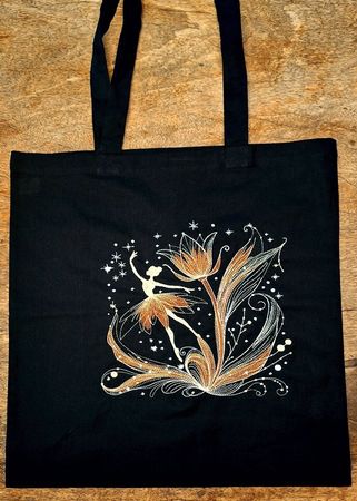 Elegante Bio-Baumwolltasche/Bestickt/Robust & Fairer Handel