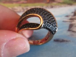 Grosse 925 Silber Ring, Rosegold-vergoldet, 9 Gr., Gr54