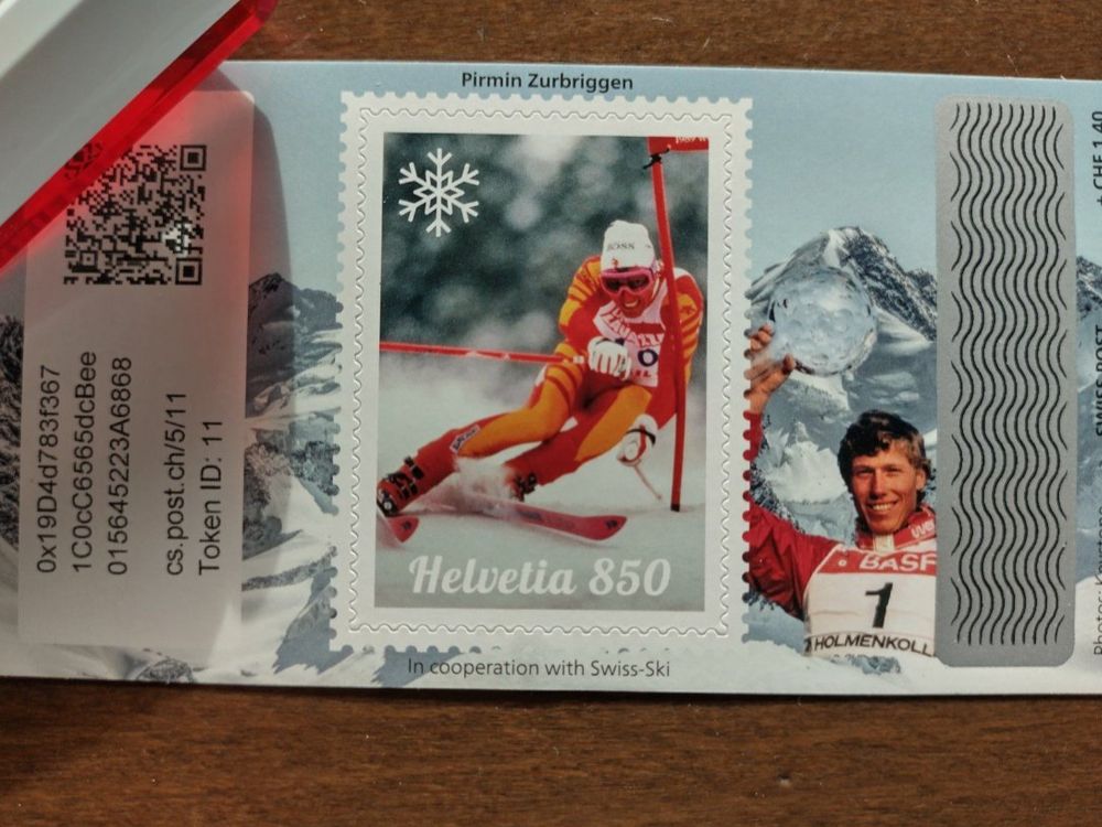 Tutti i francobolli: Swiss Crypto Stamp 5.0, #11    Pirmin Zurbriggen – Nuovo (secondo la descrizione) da Wildhaus venduto da Hukwildhaus 1