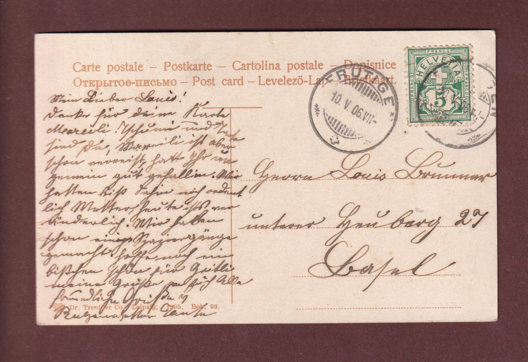 Cartoline postali: Frutigen - TELLENBURG - 1906 – Usato da Pully venduto da nicecards-shop 1
