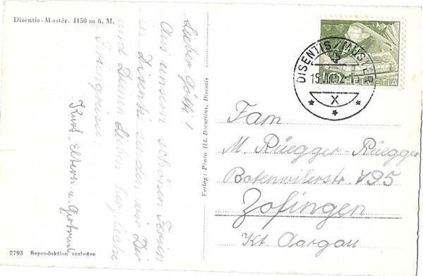 Cartoline postali: Disentis - Mustér Gesamtansicht – Usato da Olten venduto da clotaldi 1