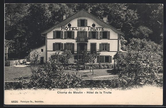 Cartoline postali: AK Champ du Moulin, Hotel de la Truite – Usato da Berlin venduto da bartko-reher