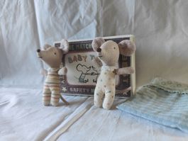 2 MailegbStoffmäuse mit Schachtel Baby Twins 