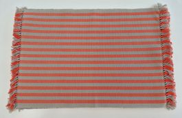8 neue Tischsets gestreift orange-beige 100% dicke Baumwolle