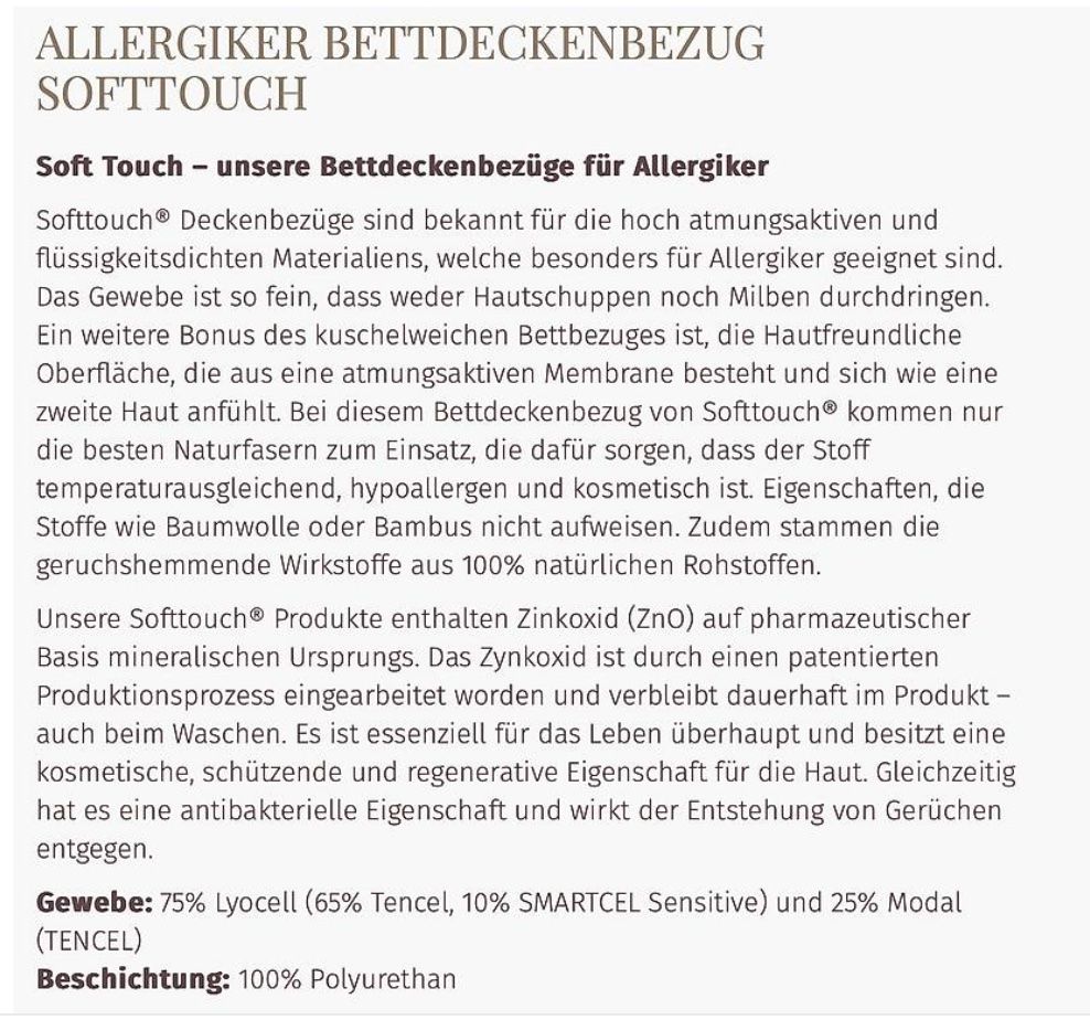Biancheria da letto: Allergiker Bettdeckenbezug Softtouch - NEU – Nuovo (secondo la descrizione) da Cham venduto da Zogga 2