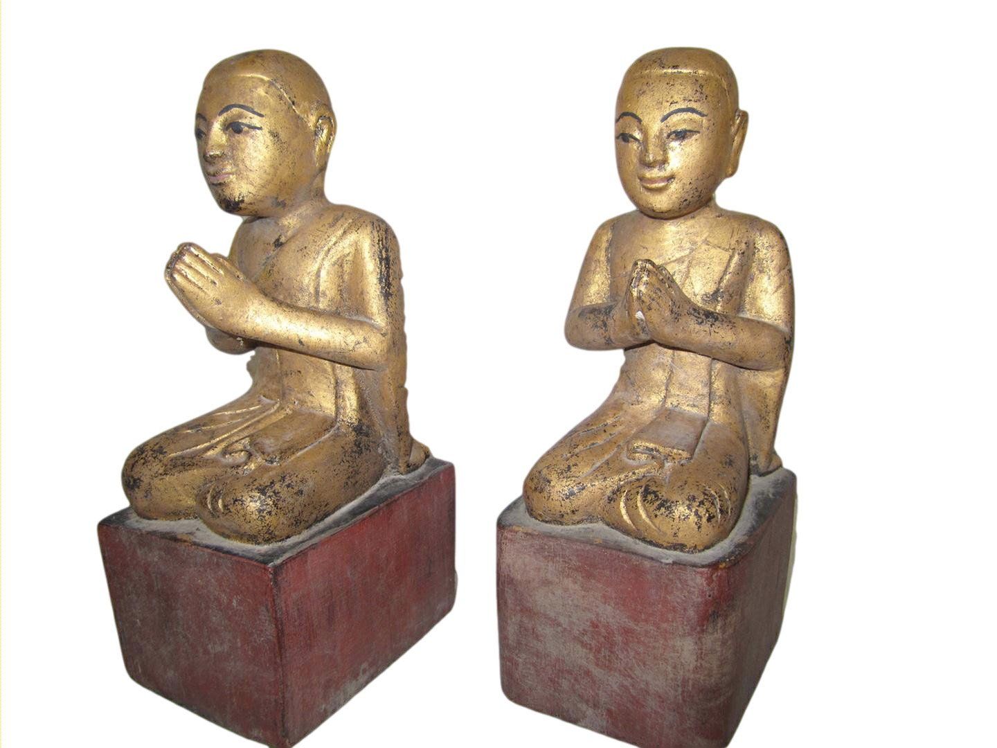 Skulpturen & Statuen: Antikes Paar buddhistischer Mönche Burma BUDDHA – Gebraucht aus Staad SG von 4bu4 1
