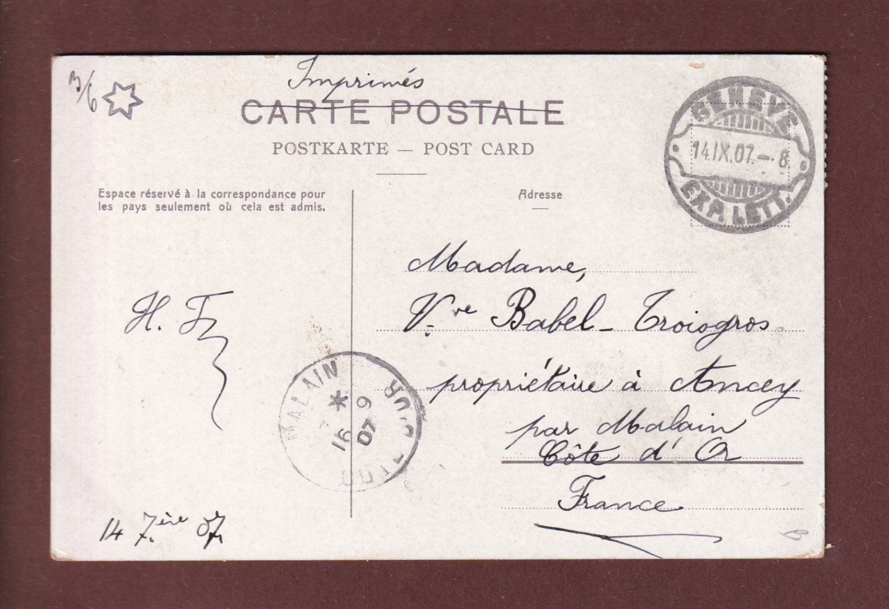 Cartoline postali: SUR LE GLACIER / GLETSCHERPARTIE - 1907 – Usato da Pully venduto da nicecards 1