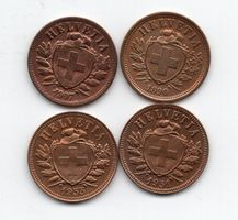 (1804) Schweiz, 2 Rappen, 1890, 1907/31/33, top stgl