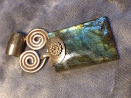 Vintage Handmade Silber Labradorit Anhänger