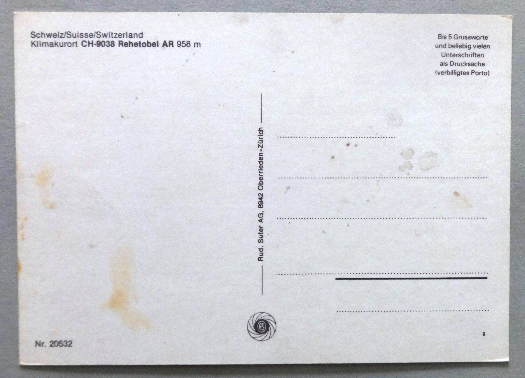 Cartes postales: Klimakurort, Rehetobel AR 958 m – Défectueux à Fétigny par Billy2miny 1