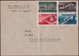 1947, Ersttagsbrief Nr.277-280 (Eisenbahnen) n Hasle Rüegsau