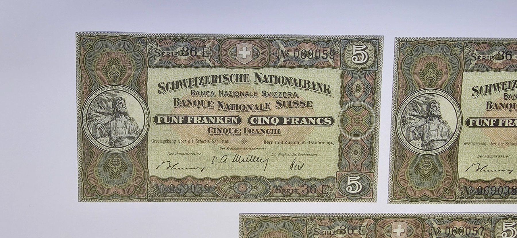 Banconote: 3x 5.- Franken Banknote Serie 36 E – Usato da Zürich venduto da spin23 2