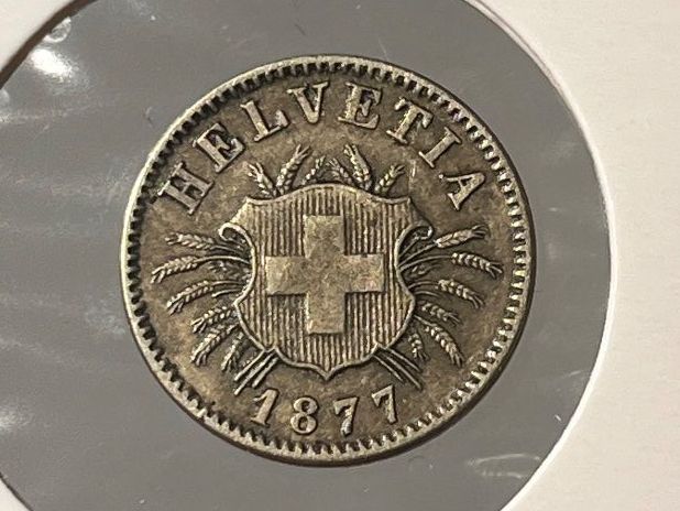Tutti le monete: 5 Rappen 1877, Vorzüglich, Kat.: 145.-!!! – Usato da Tägerwilen venduto da Beata1sager 2