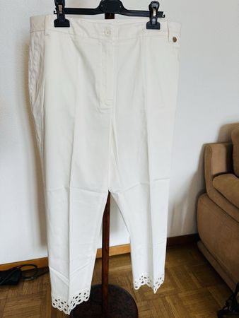 Pantaloni Elisa Castelli bianchi taglia 47 con ricamo