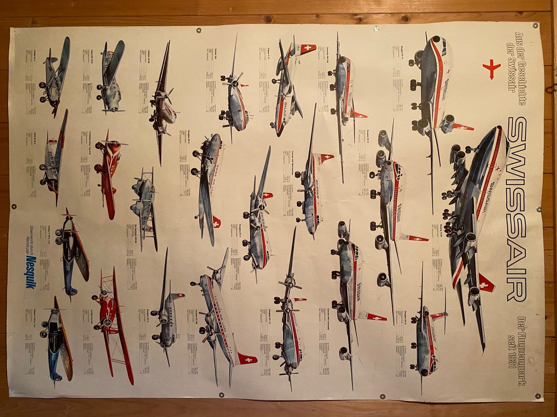 Poster & Bilder: Swissair Flugzeugtypen Poster, Retro – Gebraucht aus Kleinandelfingen von kindi01