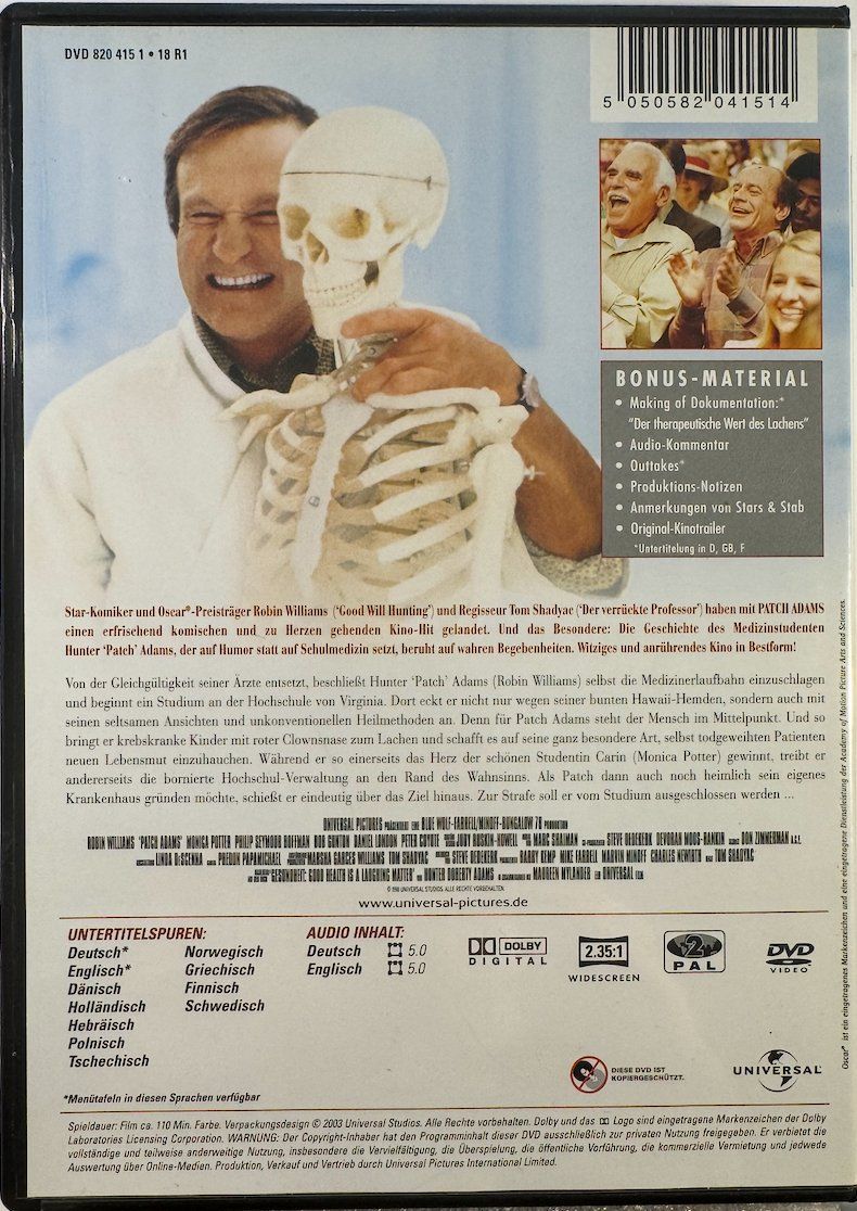 Tutti i DVDs: DVD PATCH ADAMS - ROBIN WILLIAMS – Usato da Wisen venduto da gigisna 2