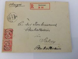 1899, 2 x Zunr. 61B, R-Brief Reichnau - Conters Charge Beleg