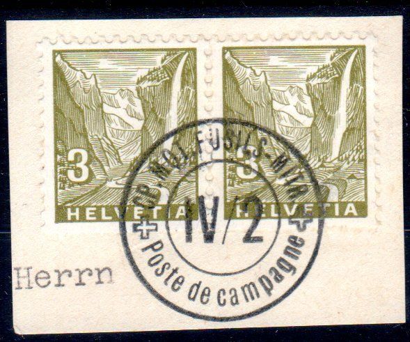 Tous les timbres: STAUBBACHFALL MIT FELDPOSTSTEMPEL 1938 AUF FRAGMENT - C610 – D'occasion à Losone par EM2019