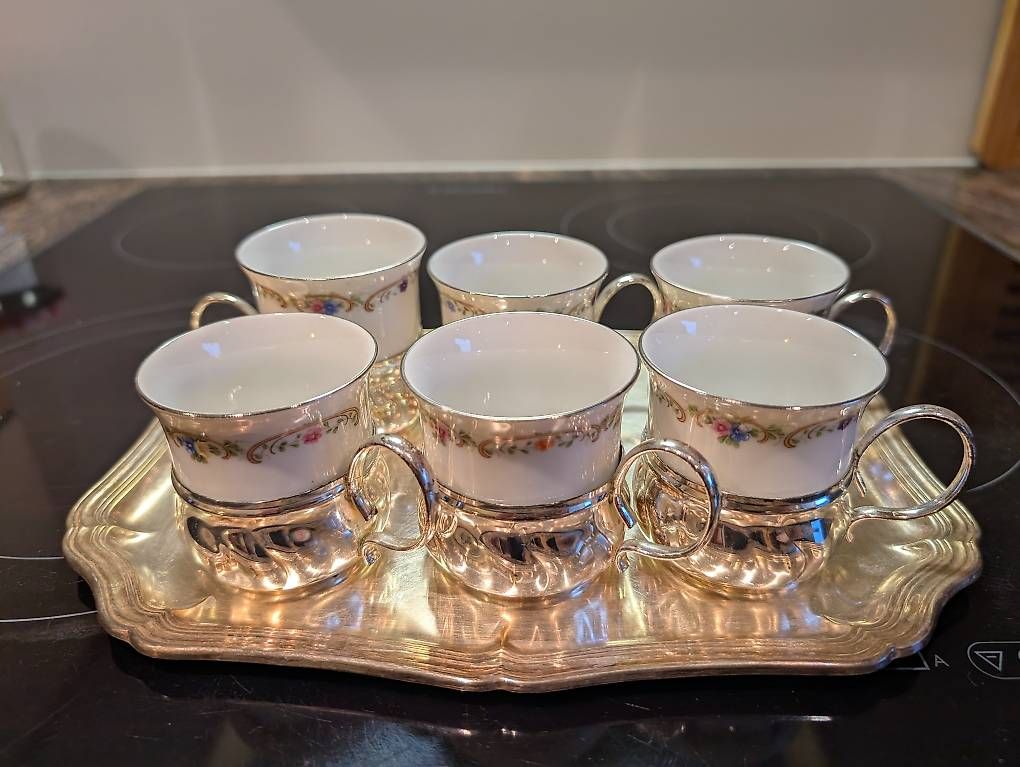 Tazze: 6 Kaffee-Tassen / Tee-Tassen inkl. Tablett – Usato da Aarburg venduto da coniux
