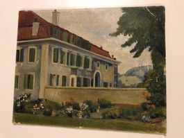 W. Bovard Landschaftsgemälde mit Gebäude