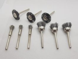 9x Stahlbürsten Aufsätze, Polieraufsatz für Dremel