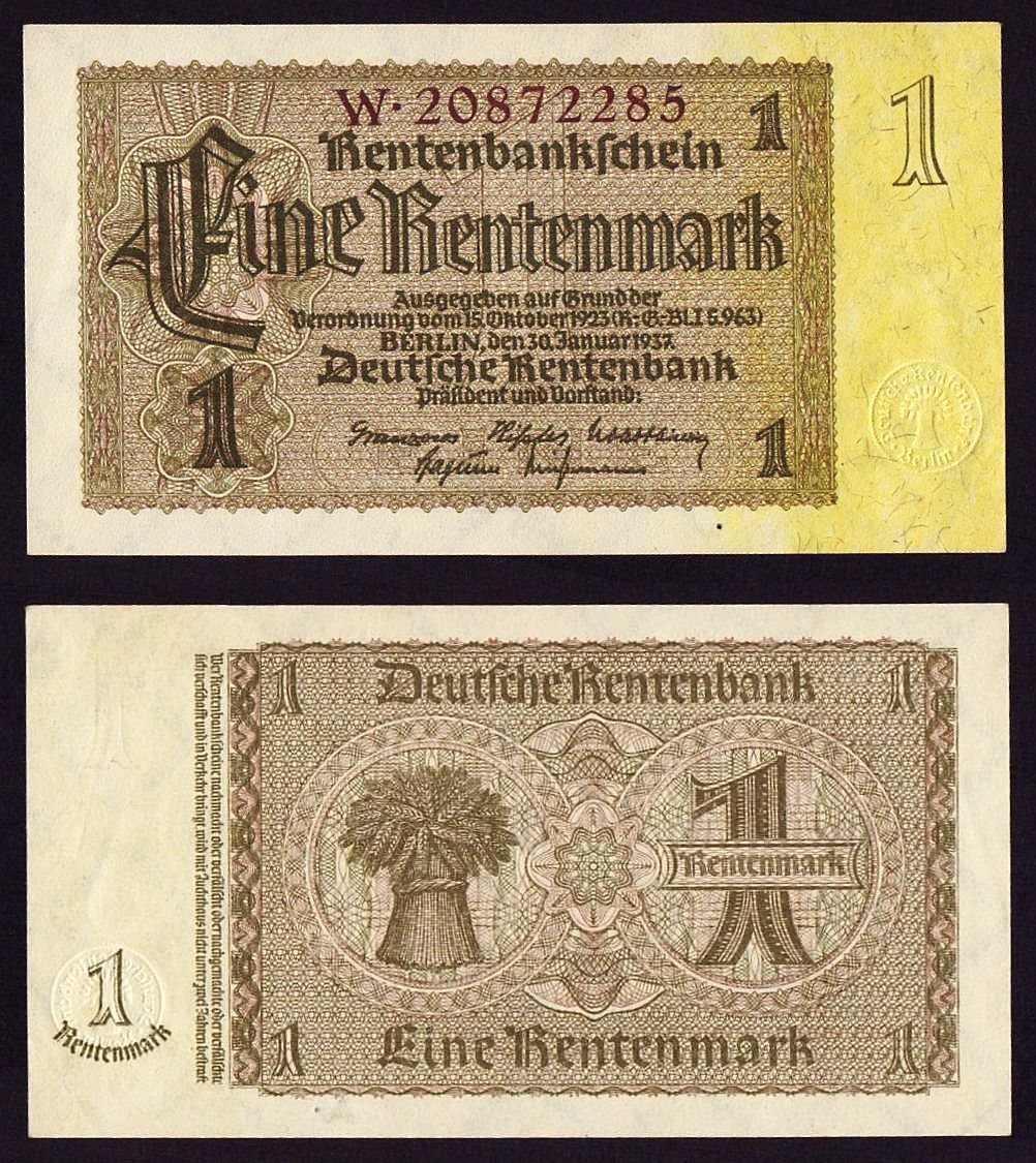 Billets de banque: 1 Mark 1937 UNZ – Neuf (Voir description) à Flamatt par samowarow