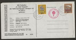 Ballon 1970 Deutschland Karlsruhe Luftpost D - Graf Zeppelin