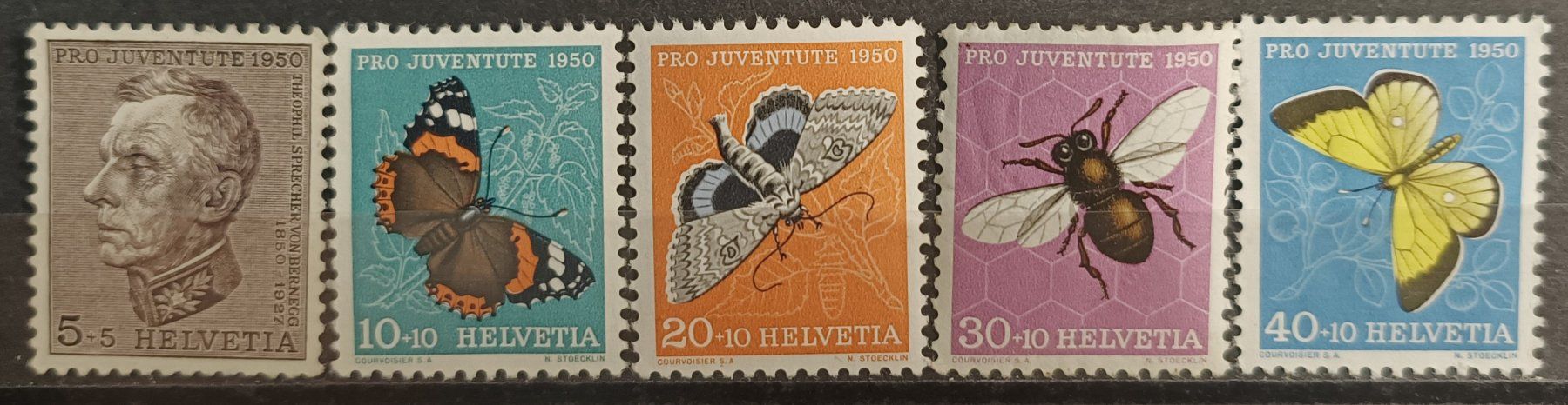 Tutti i francobolli: 1950 PJ Insekten Satz postfrisch** – Usato da Dübendorf venduto da goeggi79