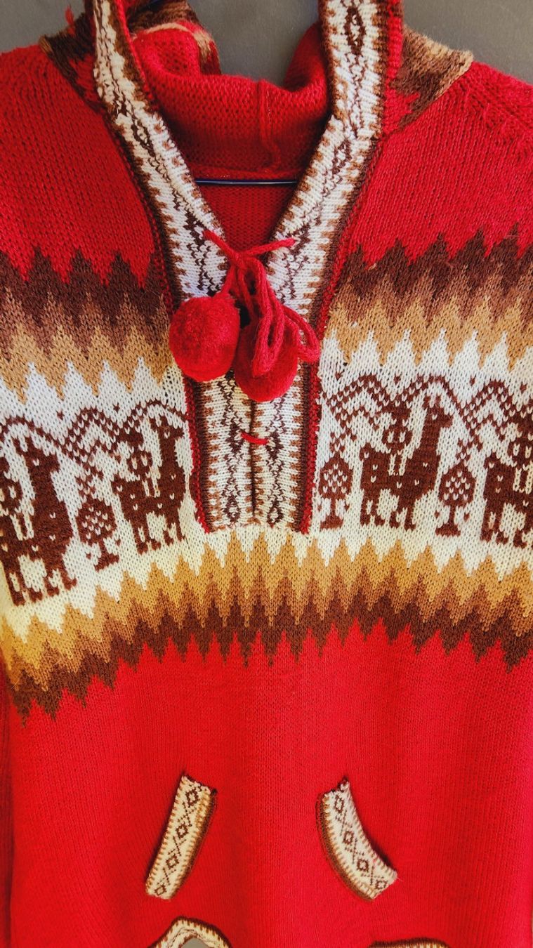 Maglioni & Felpe: wunderschöner Alpaka Pullover Gr.L, Farbe Rot, Beige, NEU! – Nuovo (secondo la descrizione) da Lima- Peru venduto da Alpaka-Haus 3