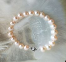 Süsswasserperle Armband, rund, apricot, 8mm