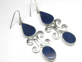 Vintage Ohrringe XXL Ohrhänger Silber 925 / Lapislazuli