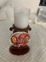 Winterlicher Kerzenhalter mit Zwerg-Motiv, neuwertig