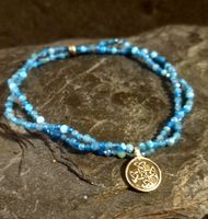 Doppelarmband keltisches Kreuz - Apatit & Weissbronze
